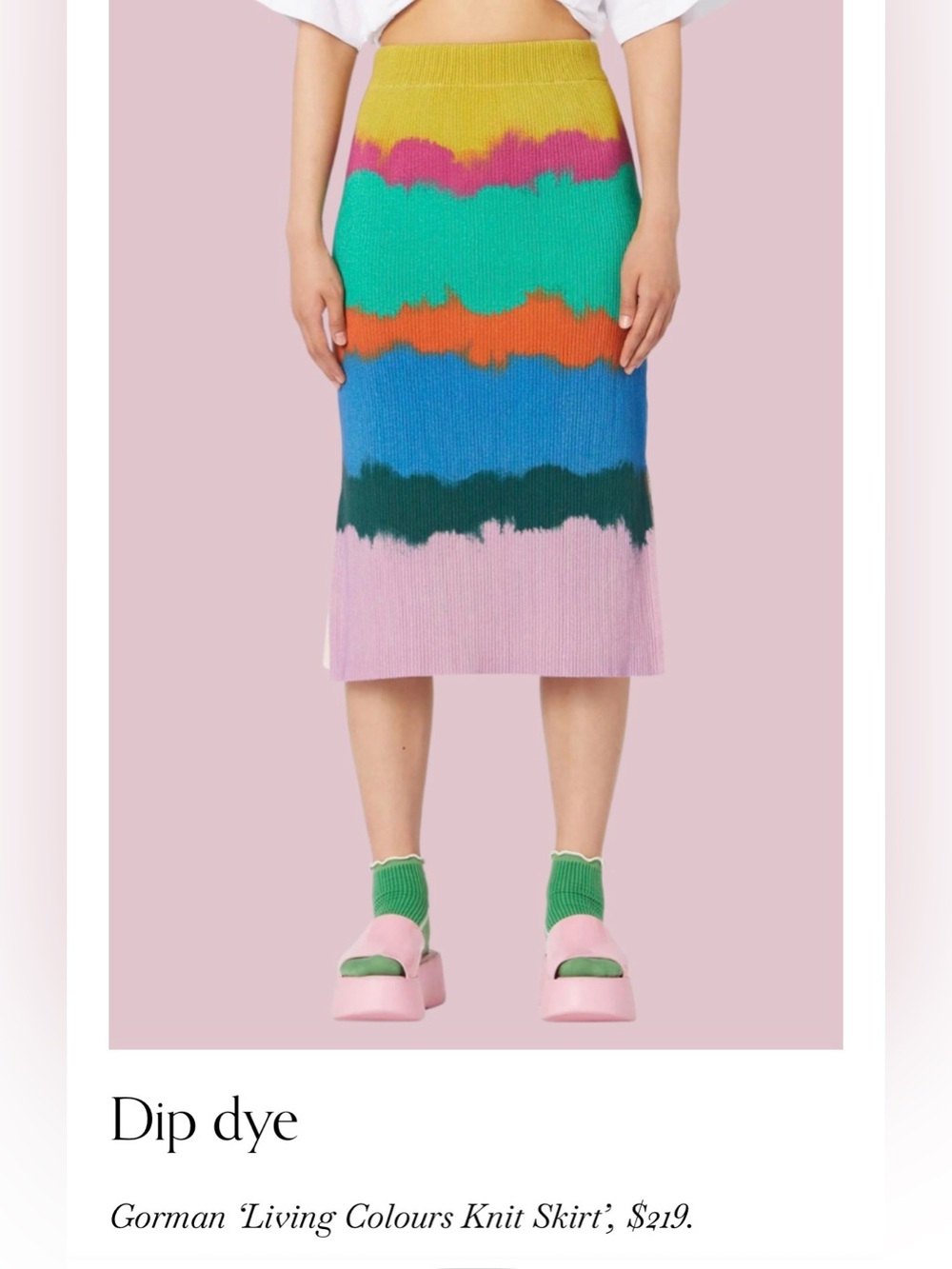 Gorman Living Colours Knit Skirt, Multicolor Rainbow dip dyed